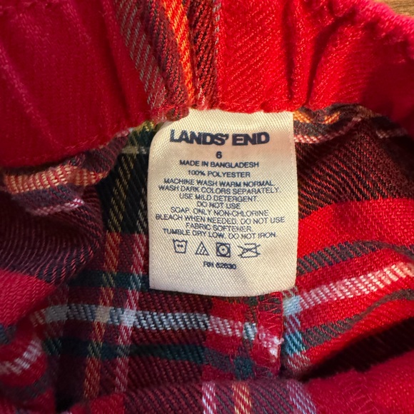 Lands' End Red Plaid  Pajama 2PC Set - Holiday PJ's, Youth Kids Size 6 - Picture 6 of 7